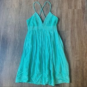 Mini cami dress blue with lace